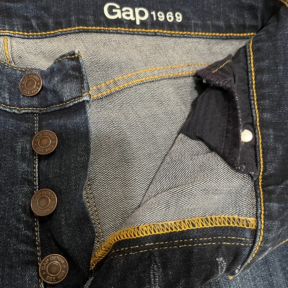 Gap 1969 Women’s Authentic Flare High Rise Raw Hem Button Fly Jeans 32R - Picture 2 of 4